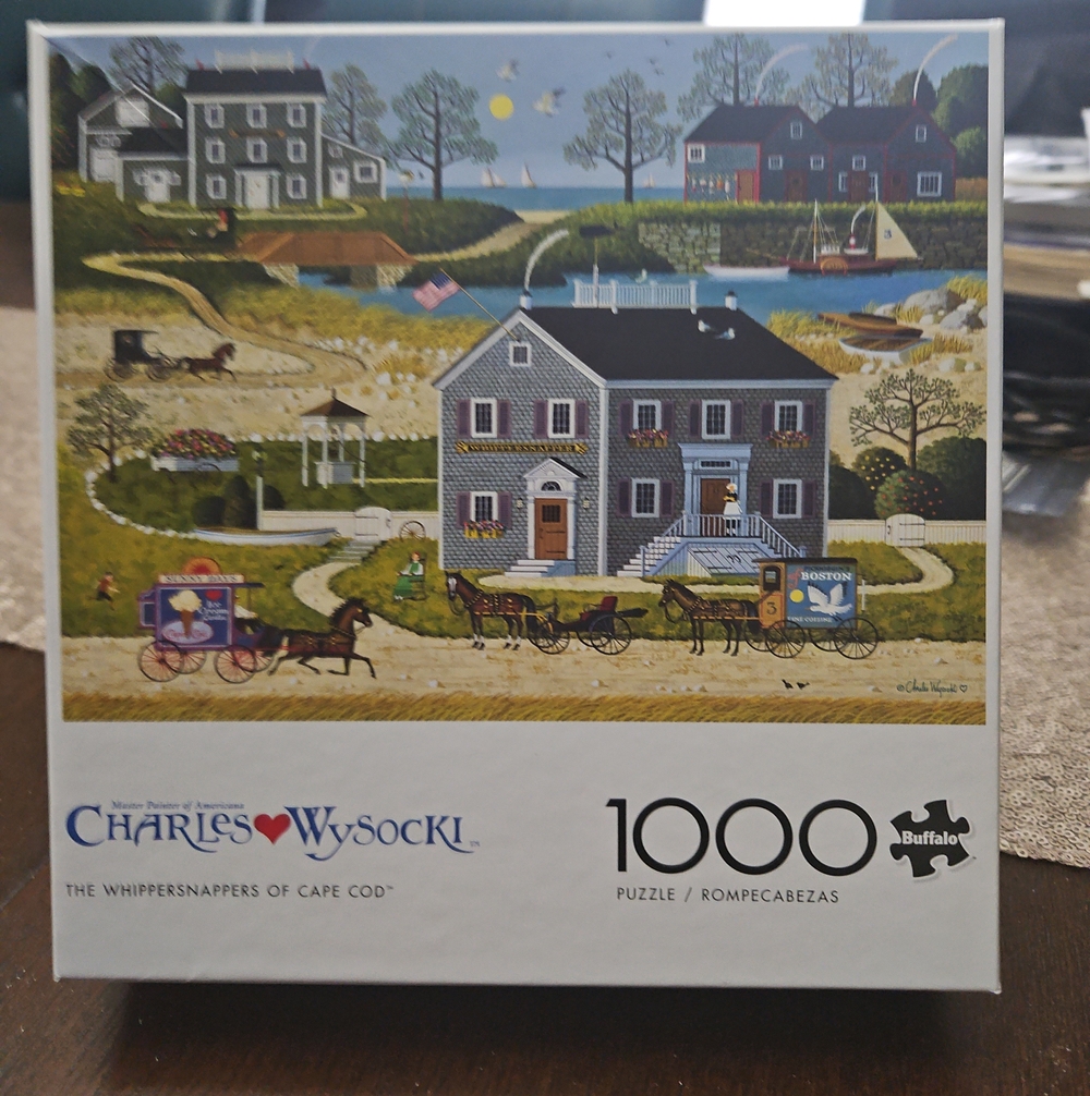 Charles Wysocki 1000-Piece Cape Cod Puzzle - Coastal Village Artwork -used